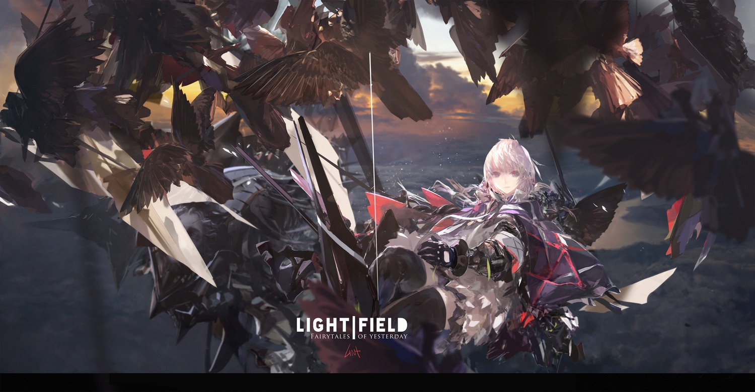 animal, armor, bird, cape, gloves, lin+, long_hair, original