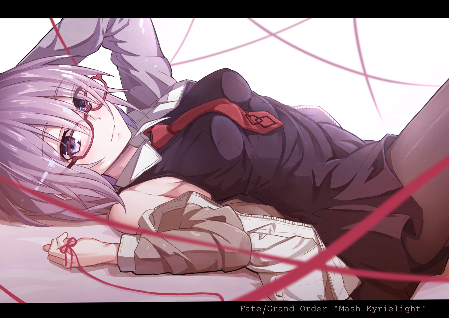 breasts, fate/grand_order, fate_(series), glasses, mash_kyrielight, pantyhose, purple_eyes, purple_hair