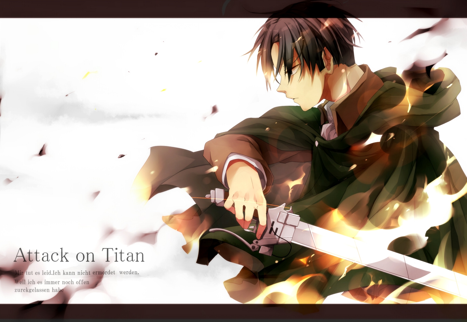 all_male, black_eyes, black_hair, cape, levi_ackerman, male, rakugakiii, shingeki_no_kyojin