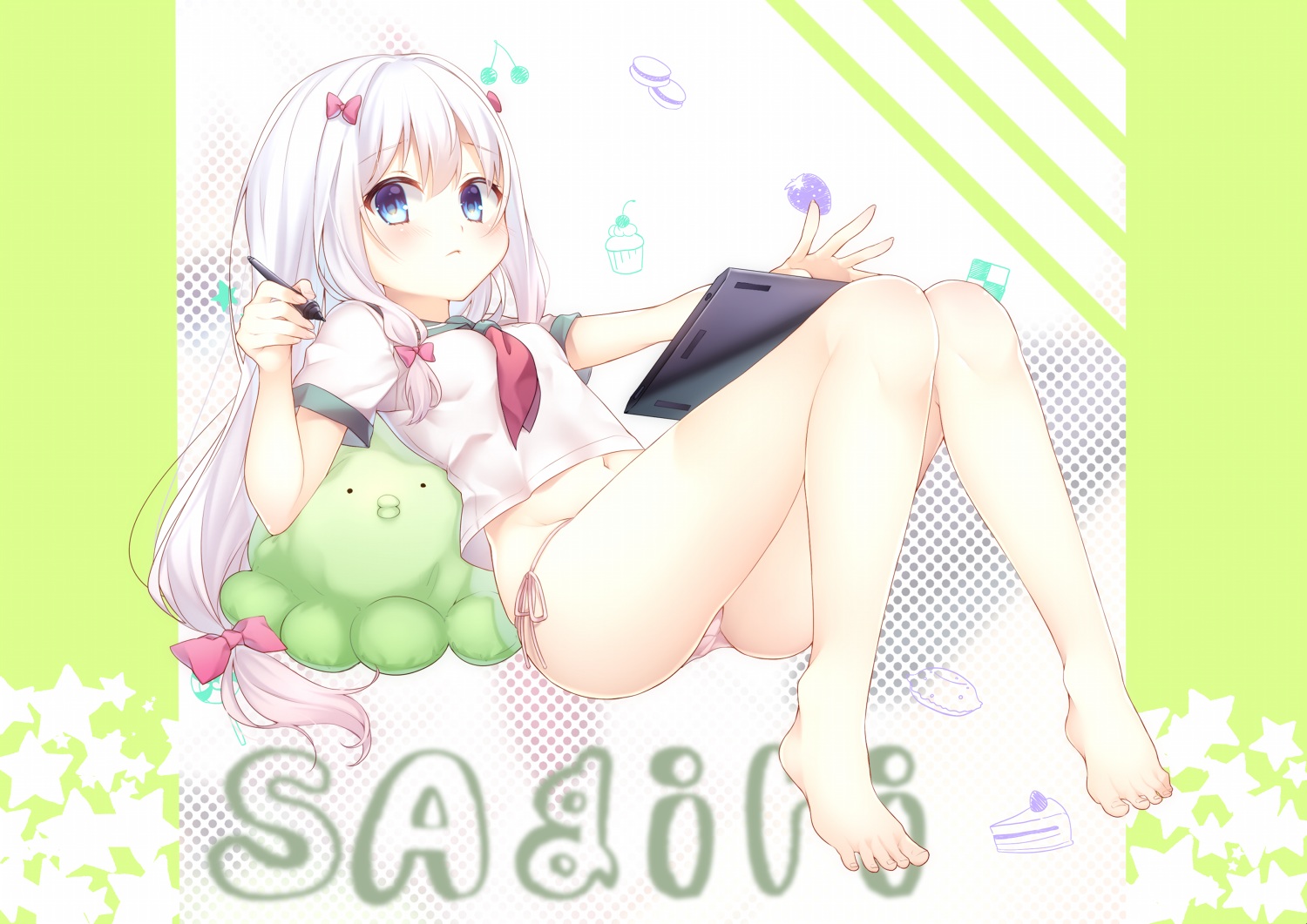 aqua_eyes, ass, barefoot, blush, chihiro_(khorosho), eromanga-sensei, izumi_sagiri, loli