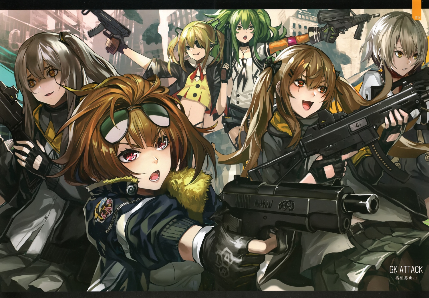 anthropomorphism, black_eyes, blonde_hair, blue_eyes, brown_eyes, brown_hair, girls_frontline, gloves