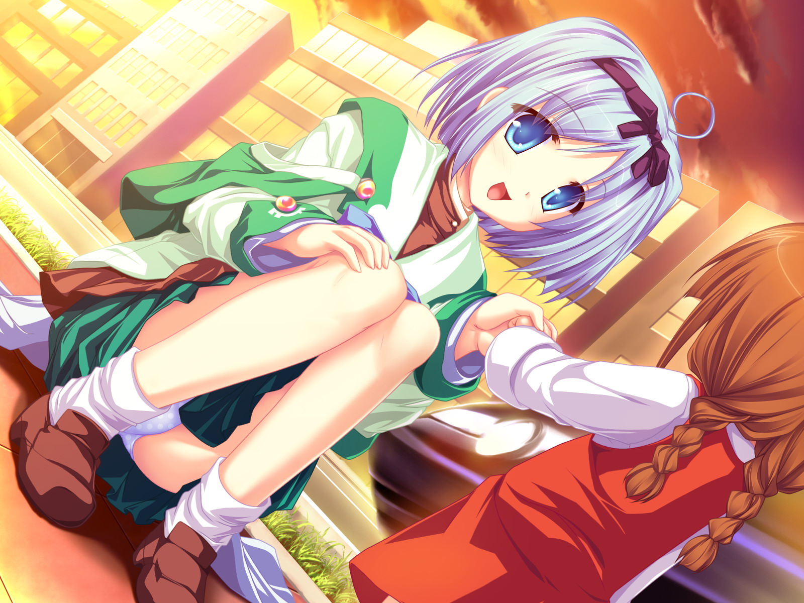 bow, game_cg, kujou_yuuka, magus_tale, school_uniform, short_hair, tenmaso, whirlpool