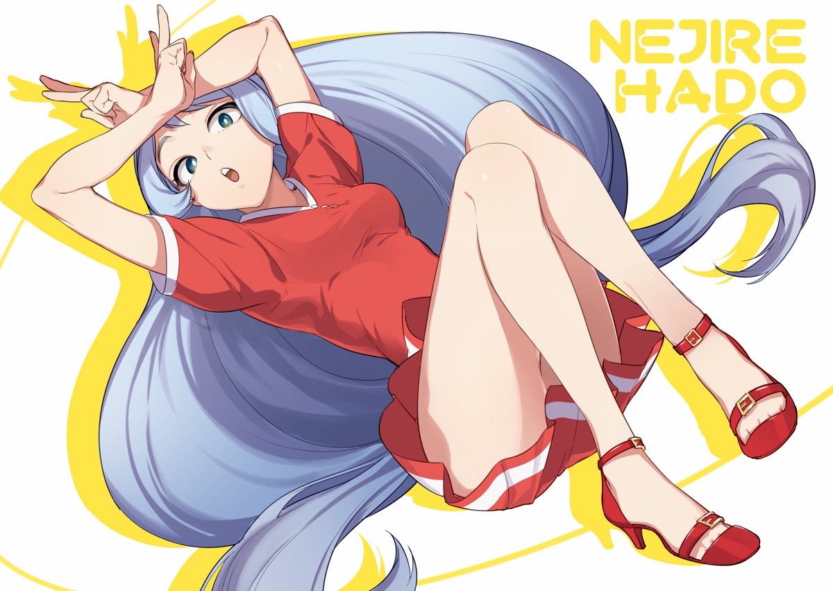 aqua_hair, boku_no_hero_academia, breasts, gray_eyes, hadou_nejire, long_hair, maneki-neko_(fujifuji)