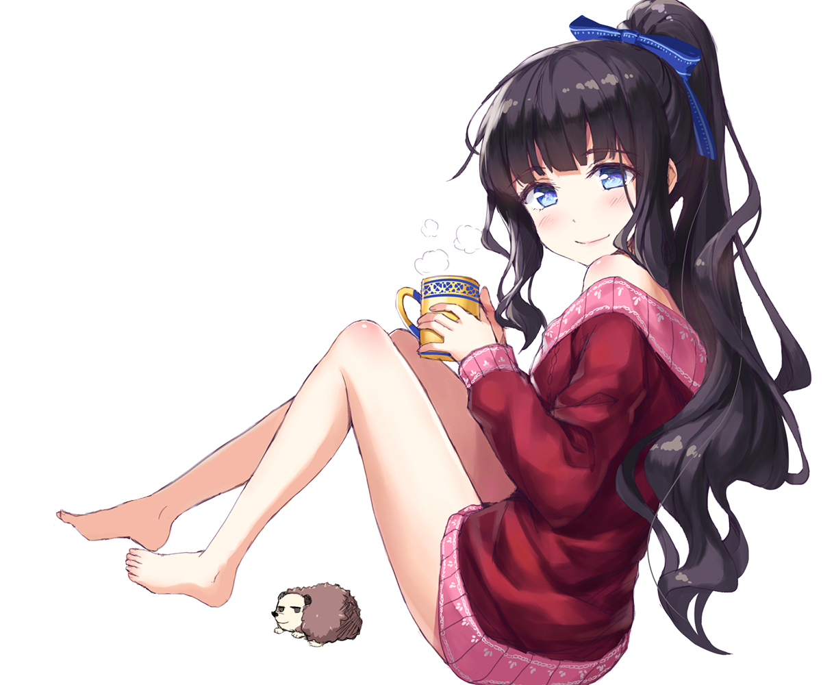 black_hair, blue_eyes, blush, long_hair, new_game!, skirt, takimoto_hifumi, tonee