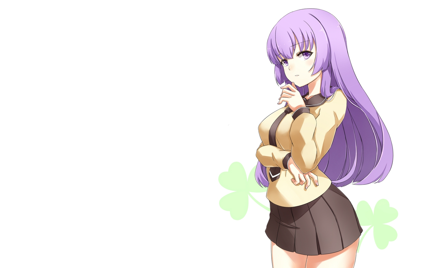 asya, breast_hold, breasts, long_hair, nishikawa_youko, purple_eyes, purple_hair, sansha_sanyou