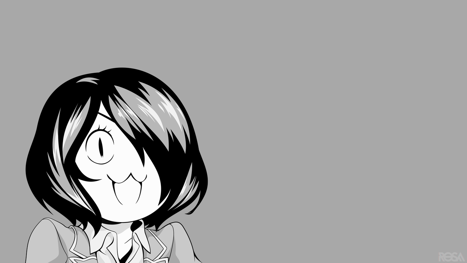 cat_smile, kobayashi_rindou, monochrome, shokugeki_no_souma, short_hair, vector
