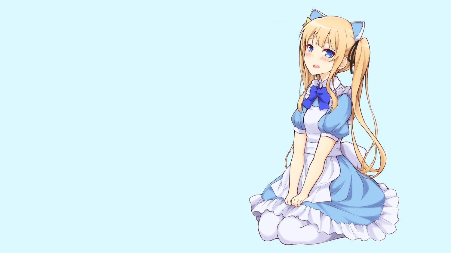 animal_ears, apron, blonde_hair, blue, blue_eyes, blush, bow, dress, jam_(jam0601), lolita_fashion, long_hair, maid, pantyhose, ribbons, saenai_heroine_no_sodatekata, sawamura_spencer_eriri, third-party_edit, twintails