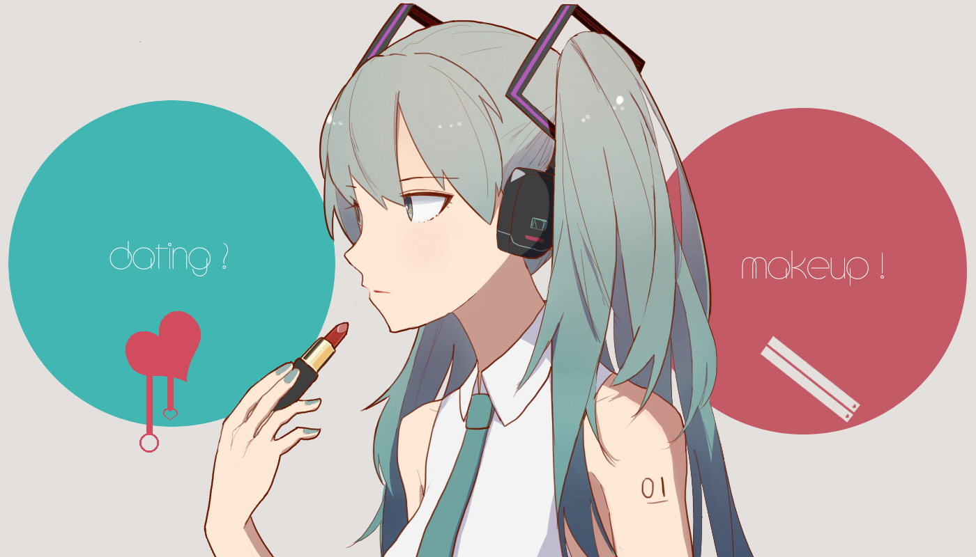 gray, hatsune_miku, headphones, long_hair, tie, twintails, vic, vocaloid