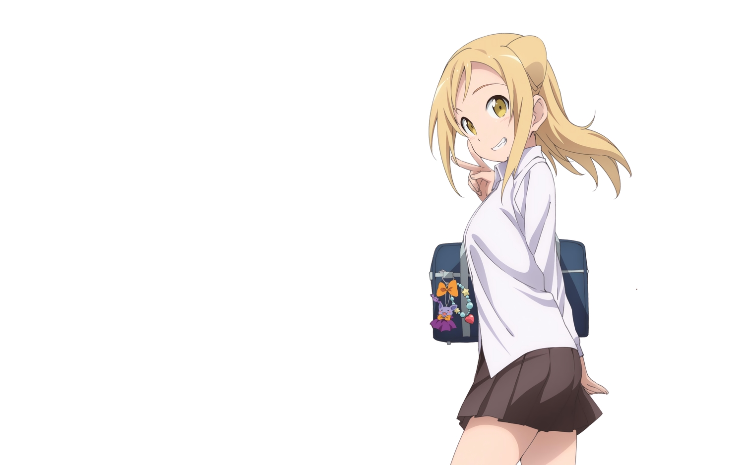 blonde_hair, demi-chan_wa_kataritai, long_hair, school_uniform, skirt, tagme_(artist), takanashi_hikari, vampire