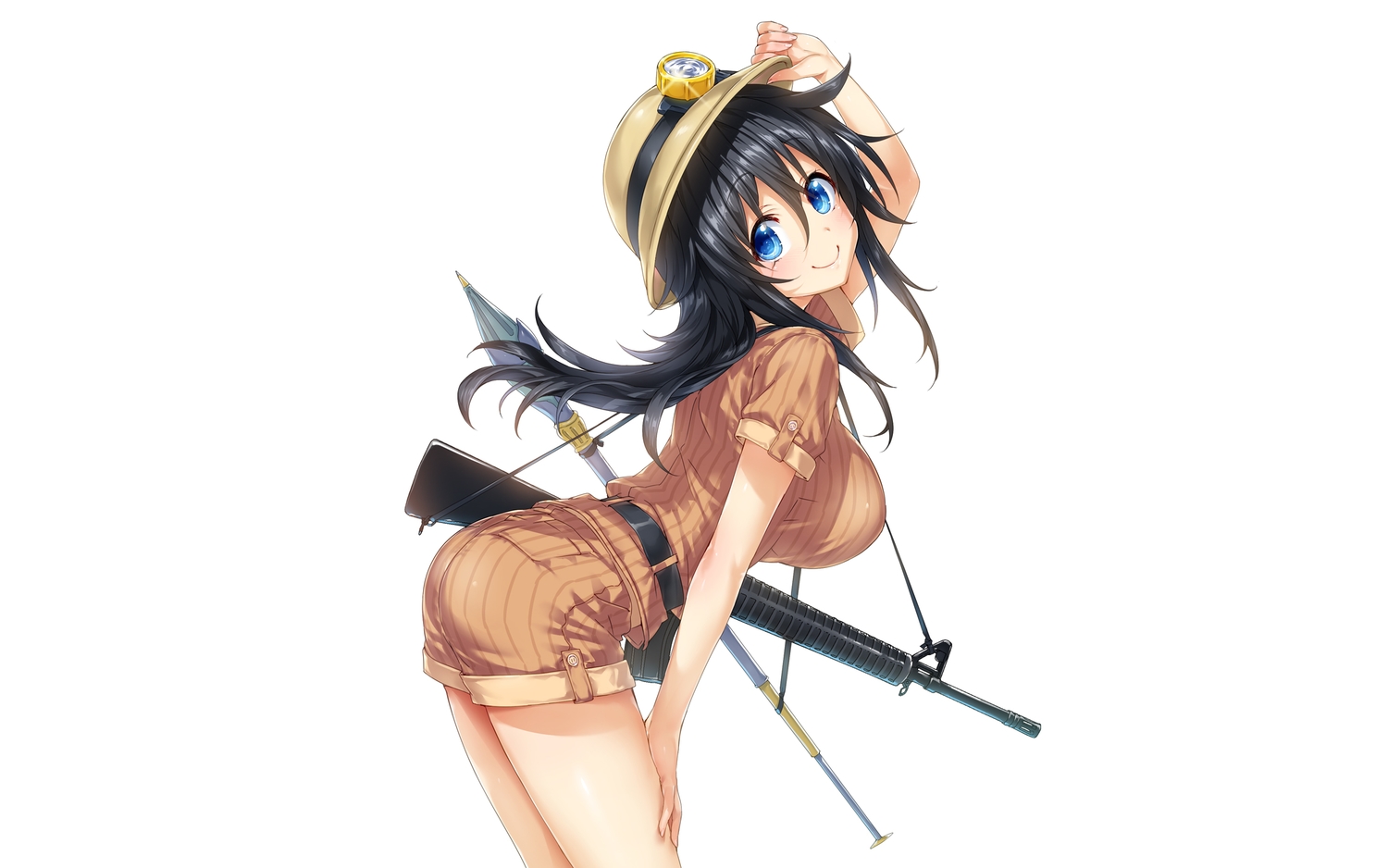 aqua_eyes, black_hair, blush, breasts, hat, hisashi_(nekoman), long_hair, netoge_no_yome_wa_onna_no_ko_janai_to_omotta?