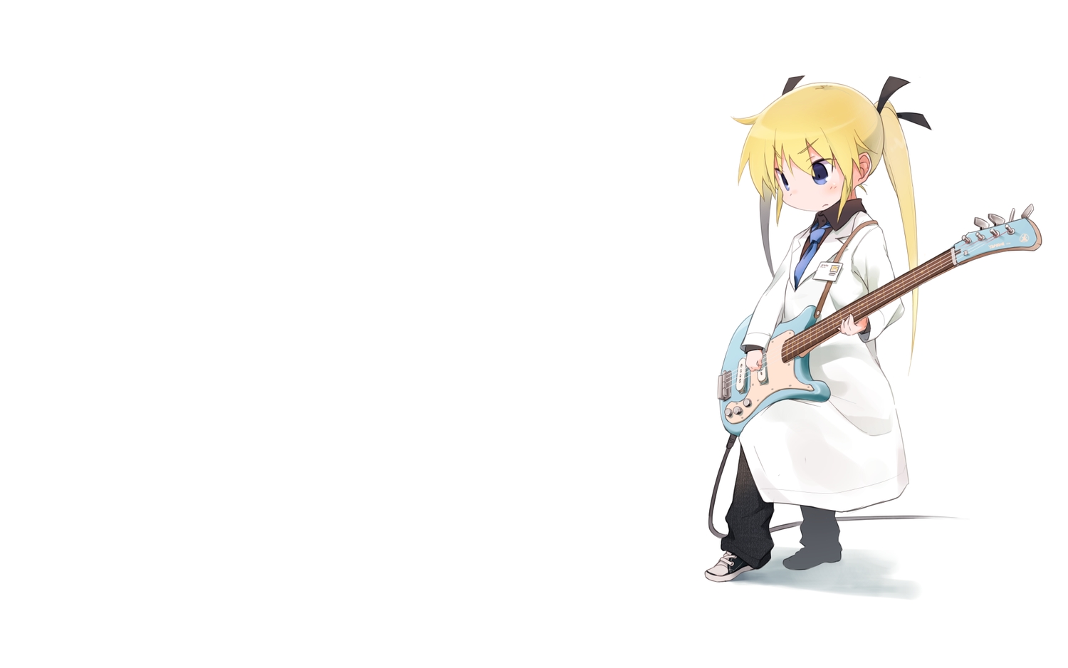 blonde_hair, guitar, instrument, kill_me_baby, long_hair, okayparium, ribbons, sonya