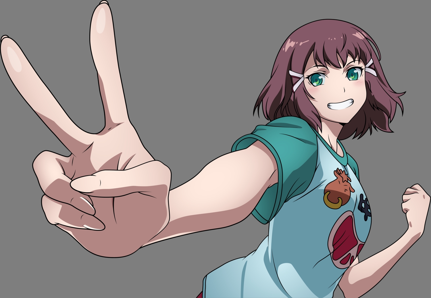 blush, brown_hair, green_eyes, kakumeiki_valvrave, sashinami_shouko, short_hair, transparent, vector