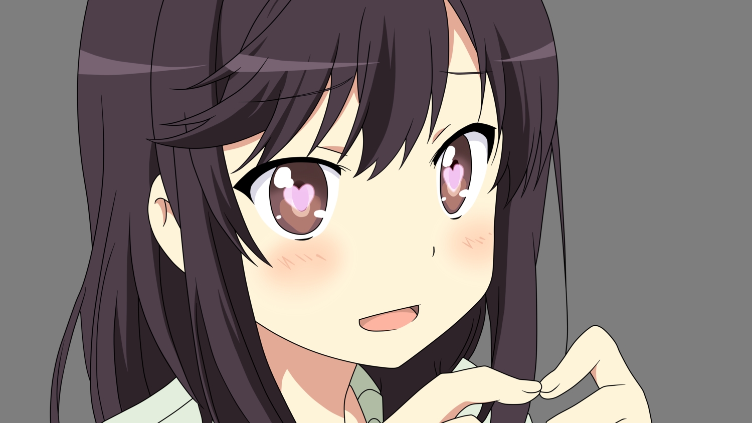 black_hair, blush, brown_eyes, close, ichijou_hotaru, non_non_biyori, transparent, vector