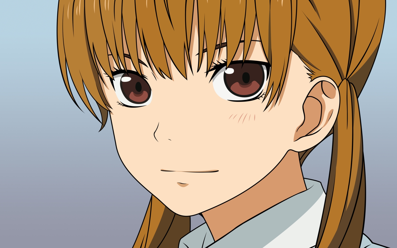 brown_eyes, brown_hair, close, gradient, mizutani_shizuku, tonari_no_kaibutsu-kun, vector
