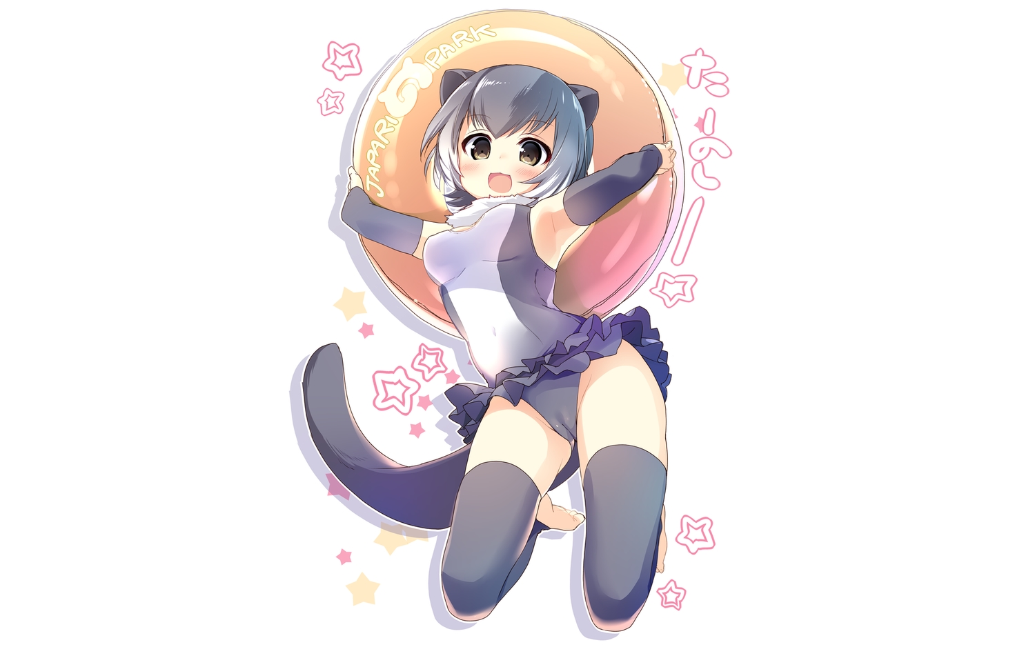 animal_ears, anthropomorphism, breasts, brown_eyes, cameltoe, gray_hair, kemono_friends, nagayama_yuunon