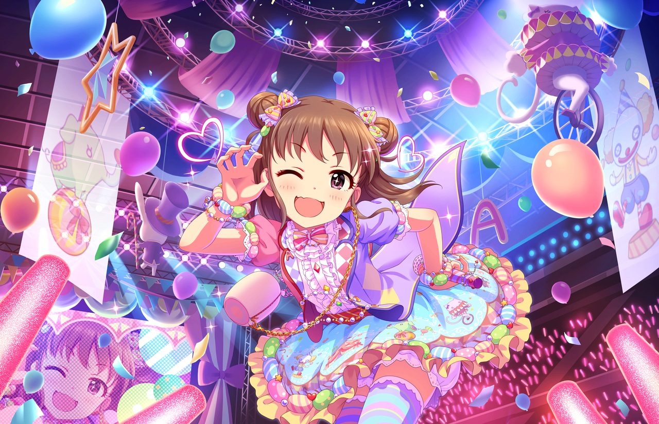 annin_doufu, bow, brown_hair, cat_smile, chain, idolmaster, idolmaster_cinderella_girls, idolmaster_cinderella_girls_starlight_stage