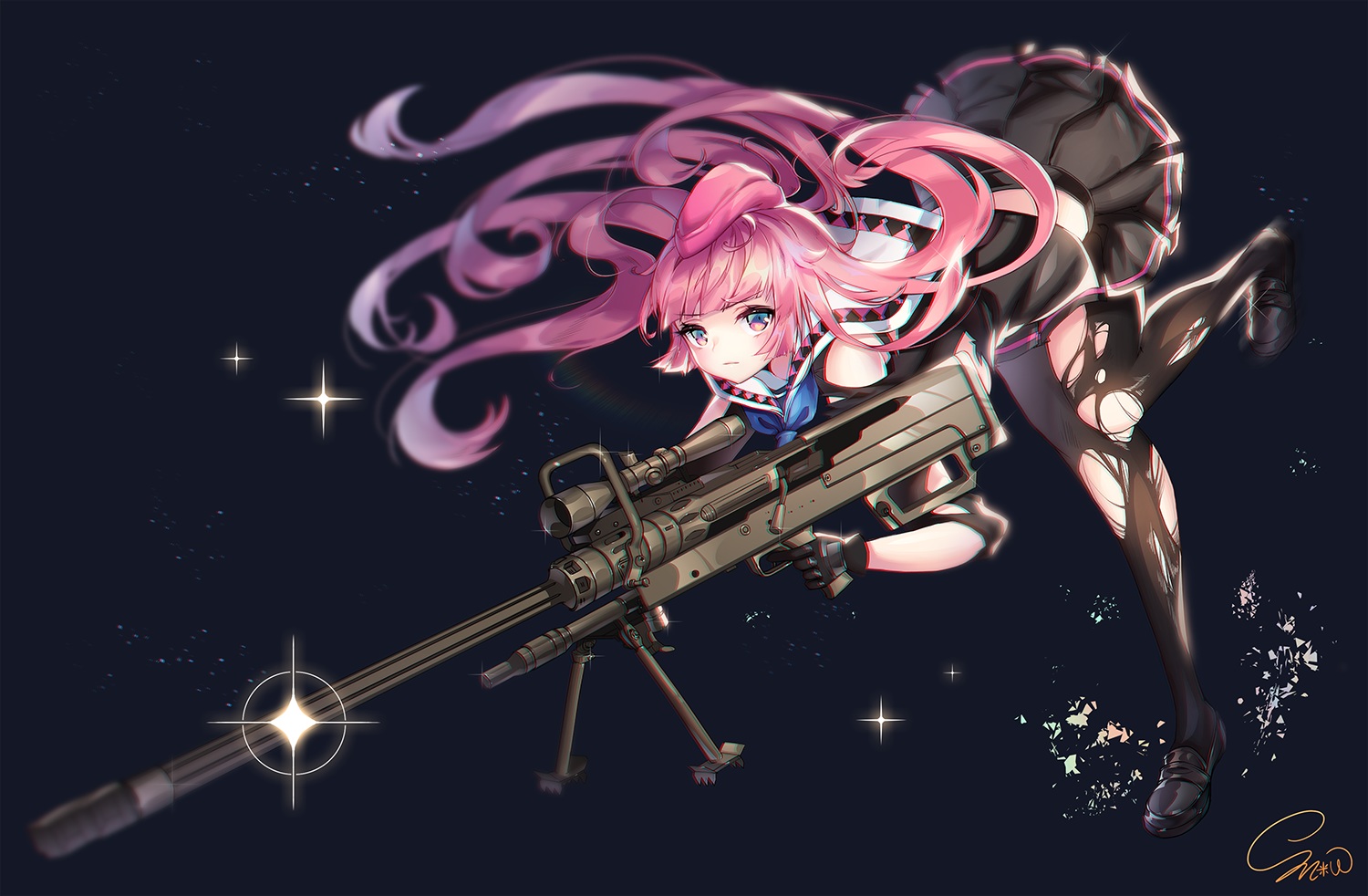 anthropomorphism, girls_frontline, ntw-20_(girls_frontline), signed, snow_is