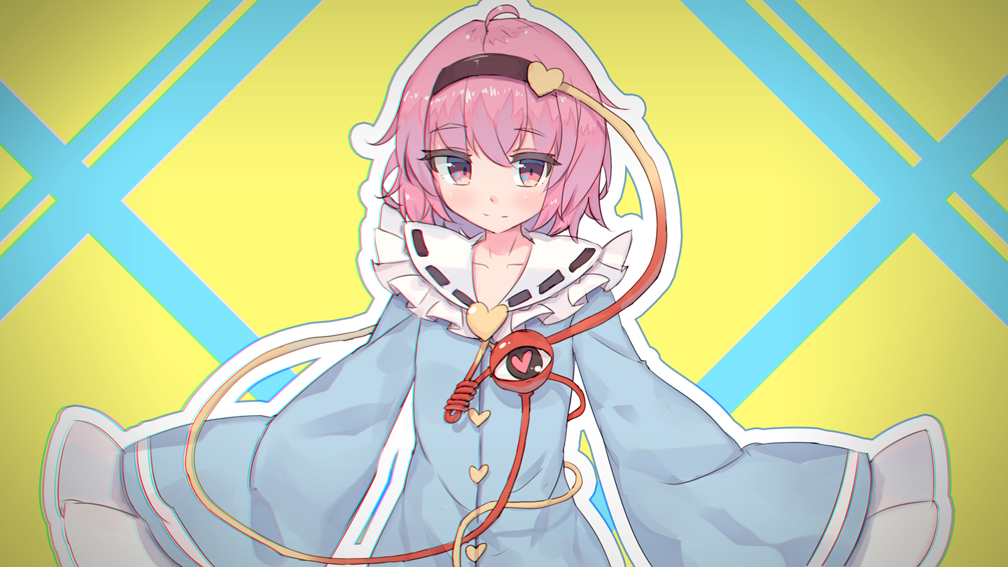 headband, komeiji_satori, pink_eyes, pink_hair, shone, short_hair, touhou, yellow