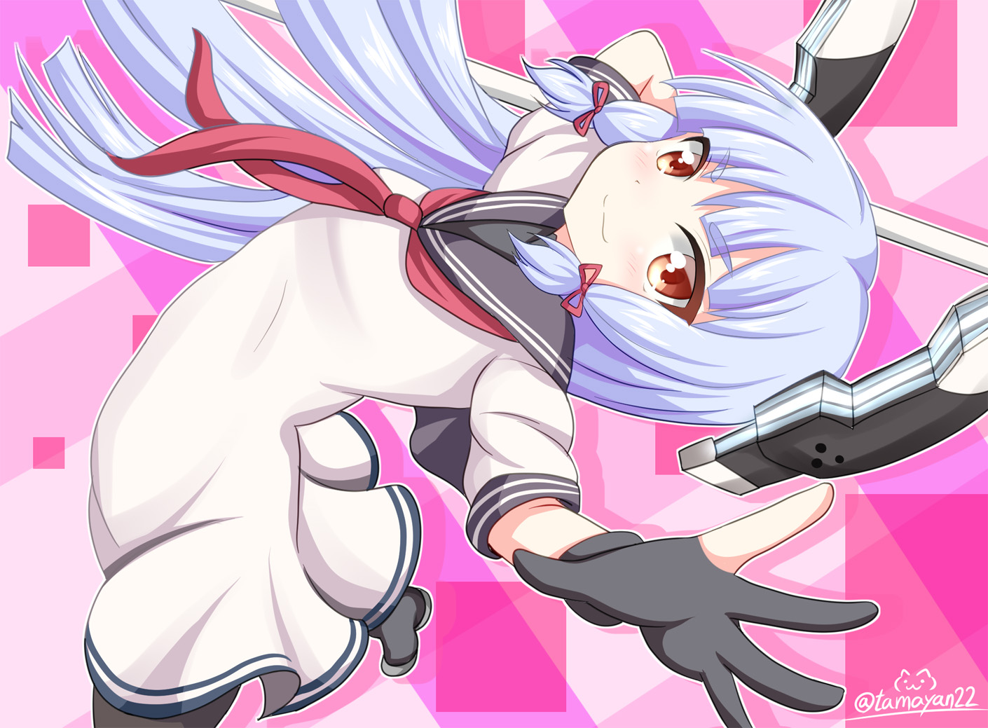 anthropomorphism, aqua_hair, blush, brown_eyes, dress, gloves, jpeg_artifacts, kantai_collection