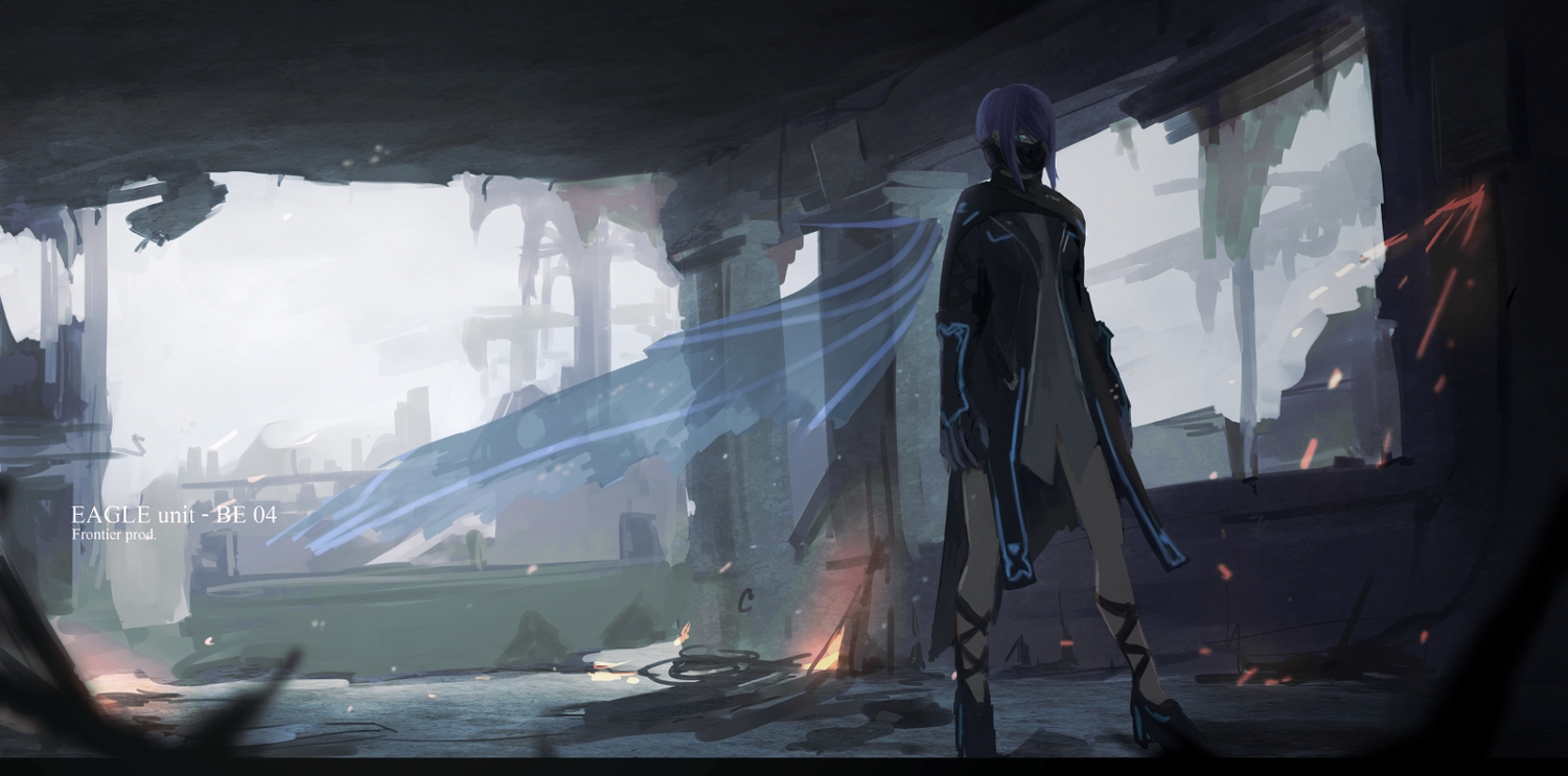 aqua_eyes, clouds, original, purple_hair, shiroi_suzume, short_hair, sky