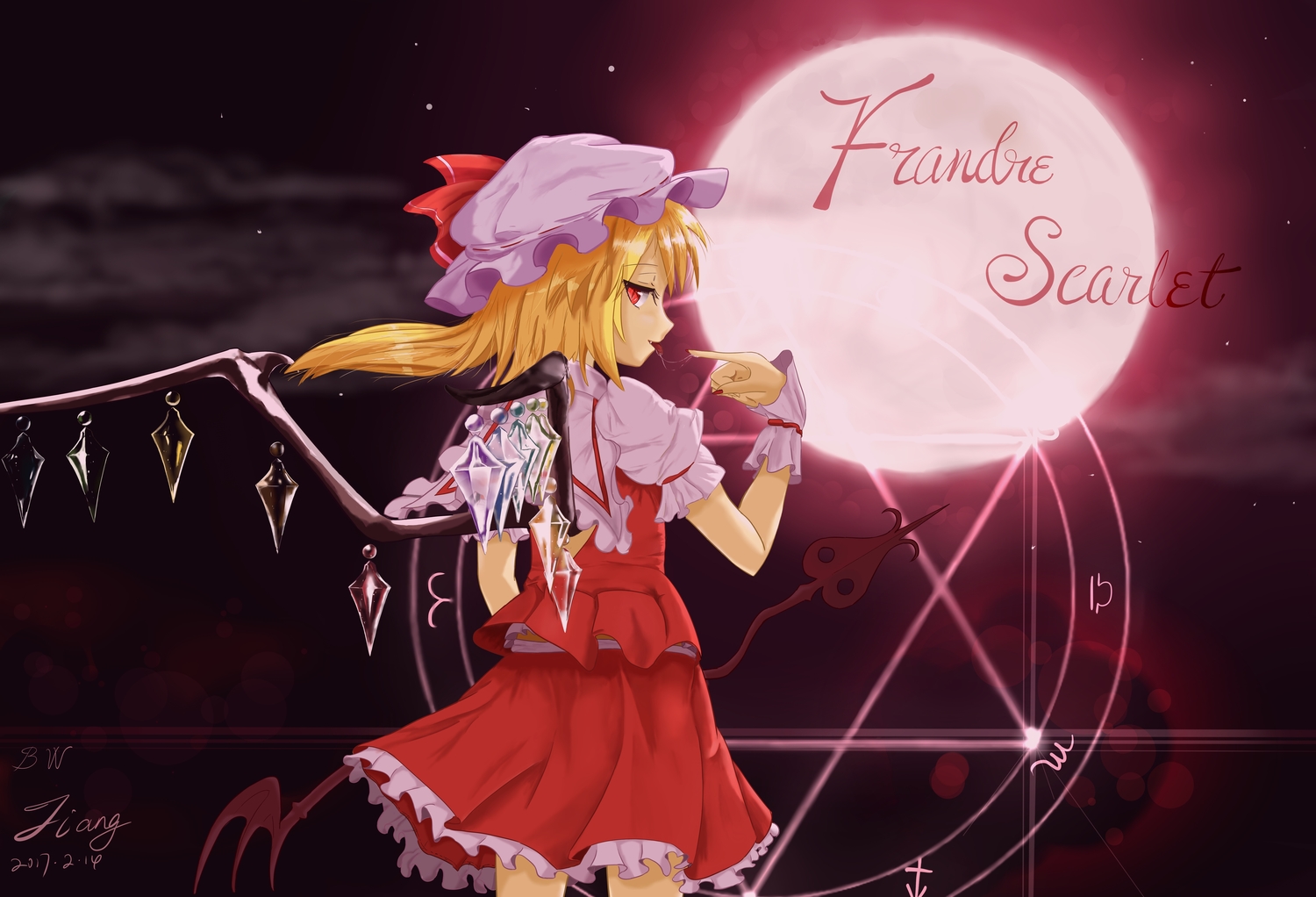 blonde_hair, flandre_scarlet, jcj0125, signed, touhou, vampire, wings