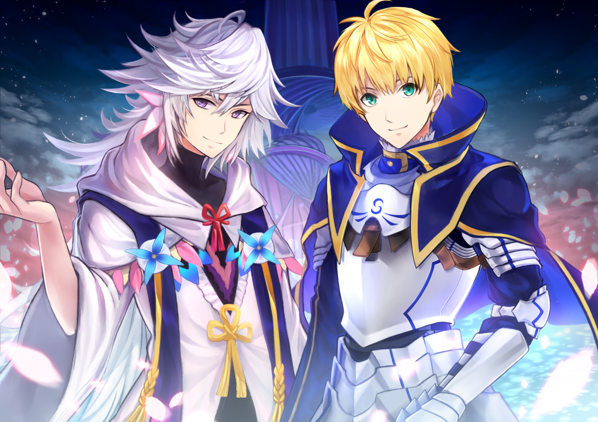 all_male, armor, arthur_pendragon_(fate), blonde_hair, cape, elbow_gloves, fate/grand_order, fate_(series)