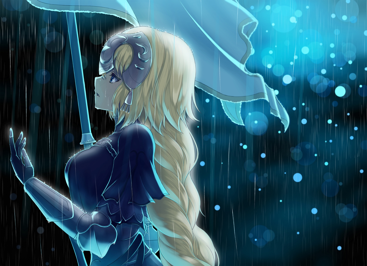 blonde_hair, blue_eyes, braids, elbow_gloves, fate/grand_order, fate_(series), gloves, hajikaji