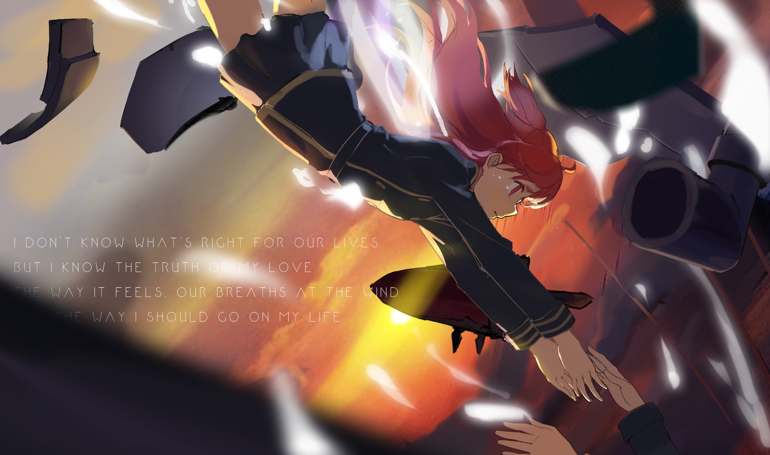 chtholly_nota_seniorious, long_hair, red_eyes, red_hair, shuang_ye, shuumatsu_nani_shitemasu_ka?, skirt