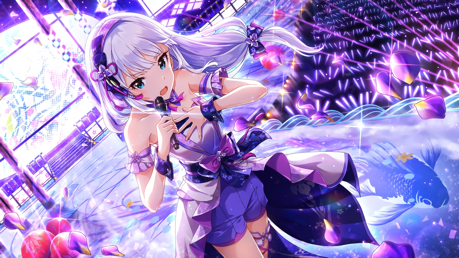 animal, aqua_eyes, bow, fish, headband, idolmaster, idolmaster_million_live!, long_hair