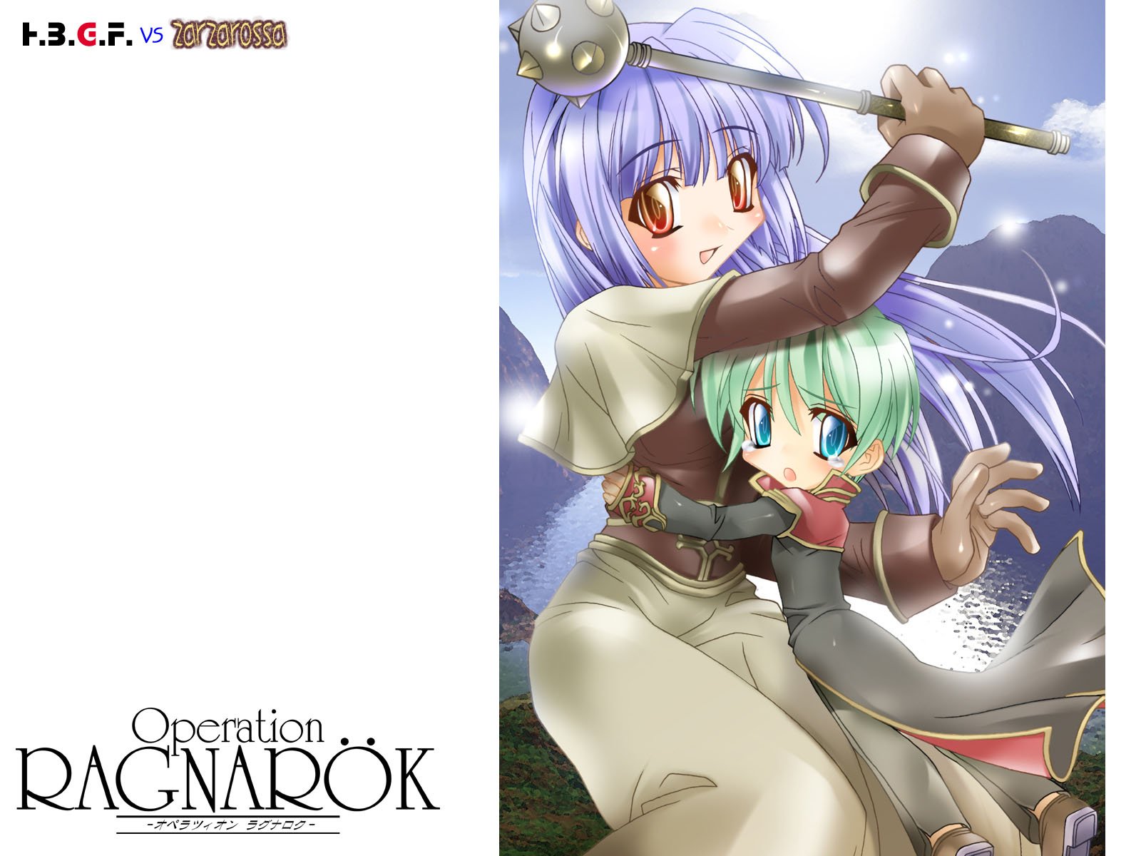 blue_eyes, blue_hair, green_hair, ishihara_masumi, jpeg_artifacts, long_hair, orange_eyes, ragnarok_online