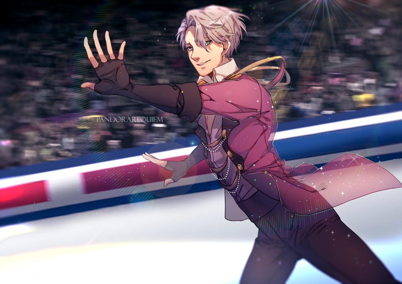 all_male, aqua_eyes, elbow_gloves, gloves, male, pan_(pandora_requiem), pink_hair, short_hair