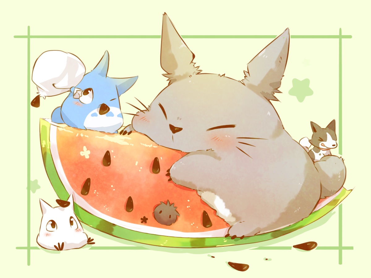 food, fruit, tonari_no_totoro, totoro, ushiinu, watermelon