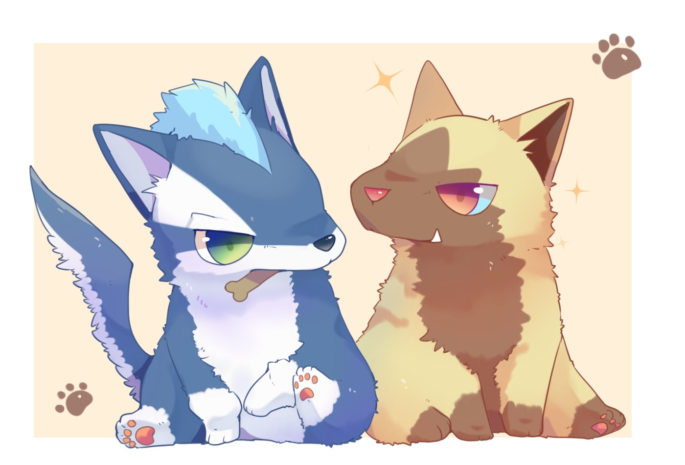 animal, dog, fang, green_eyes, no_humans, pokemon, poochyena, red_eyes