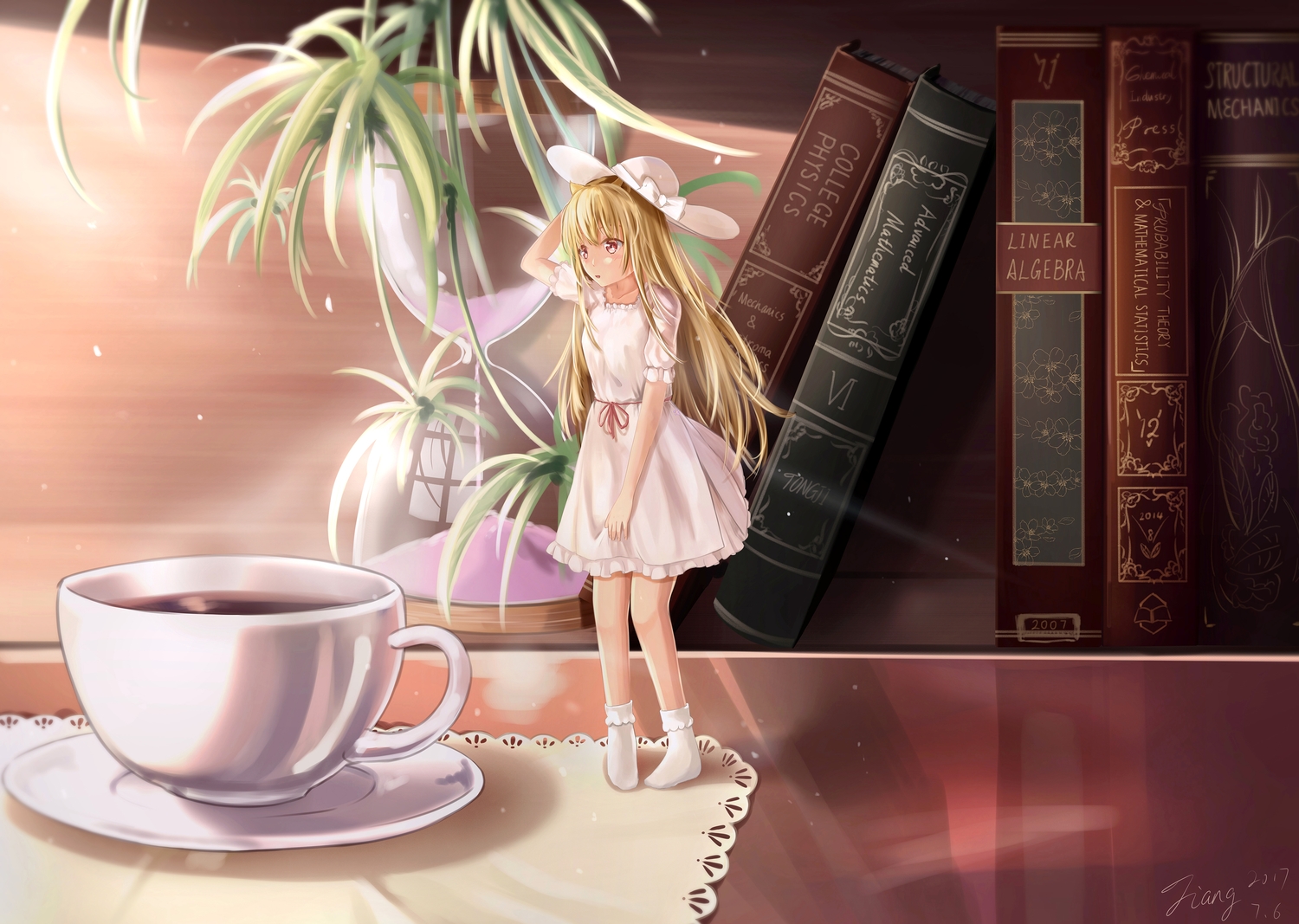 book, dress, drink, hat, jcj0125, signed, socks, summer_dress
