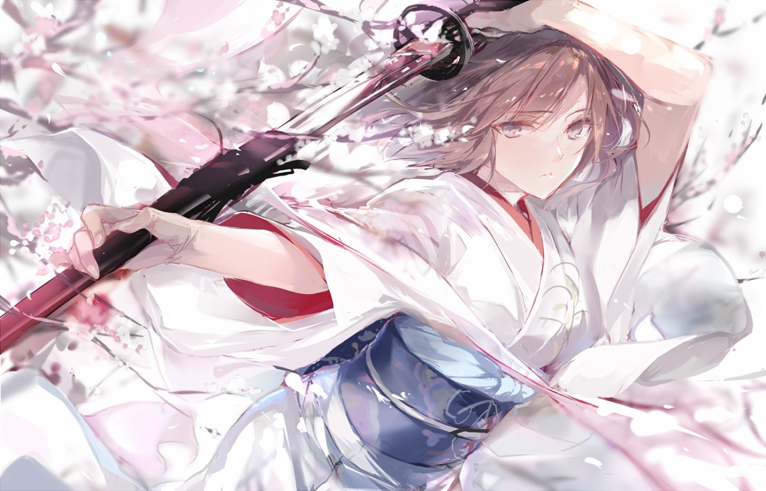 brown_eyes, brown_hair, fate/grand_order, fate_(series), japanese_clothes, kara_no_kyoukai, katana, kimono