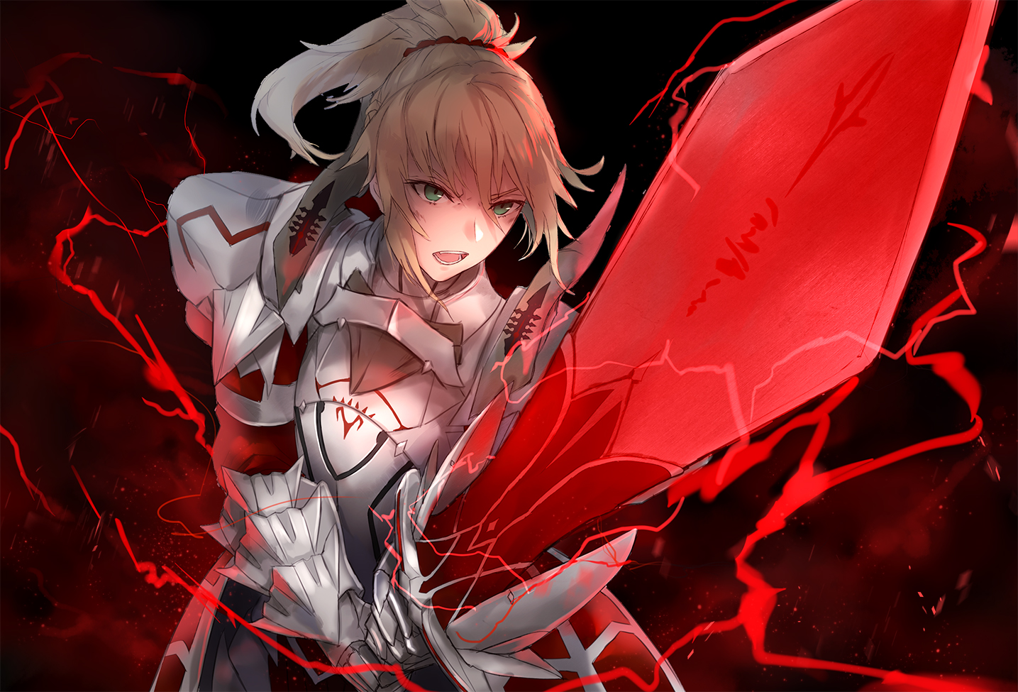 armor, blonde_hair, elbow_gloves, fate/apocrypha, fate_(series), gloves, green_eyes, kachi
