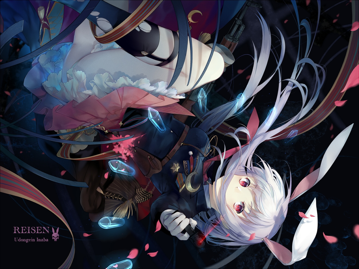 animal_ears, ass, bunny_ears, bunnygirl, ekita_kuro, gun, long_hair, panties