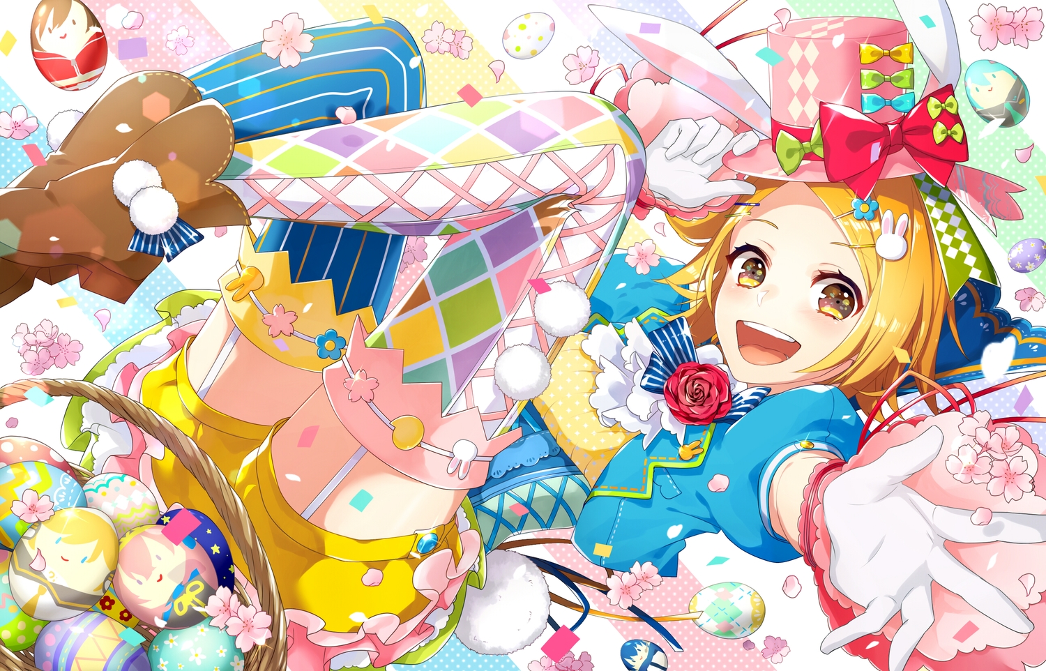 animal_ears, blonde_hair, bow, bunny_ears, bunnygirl, gari, garter_belt, gloves