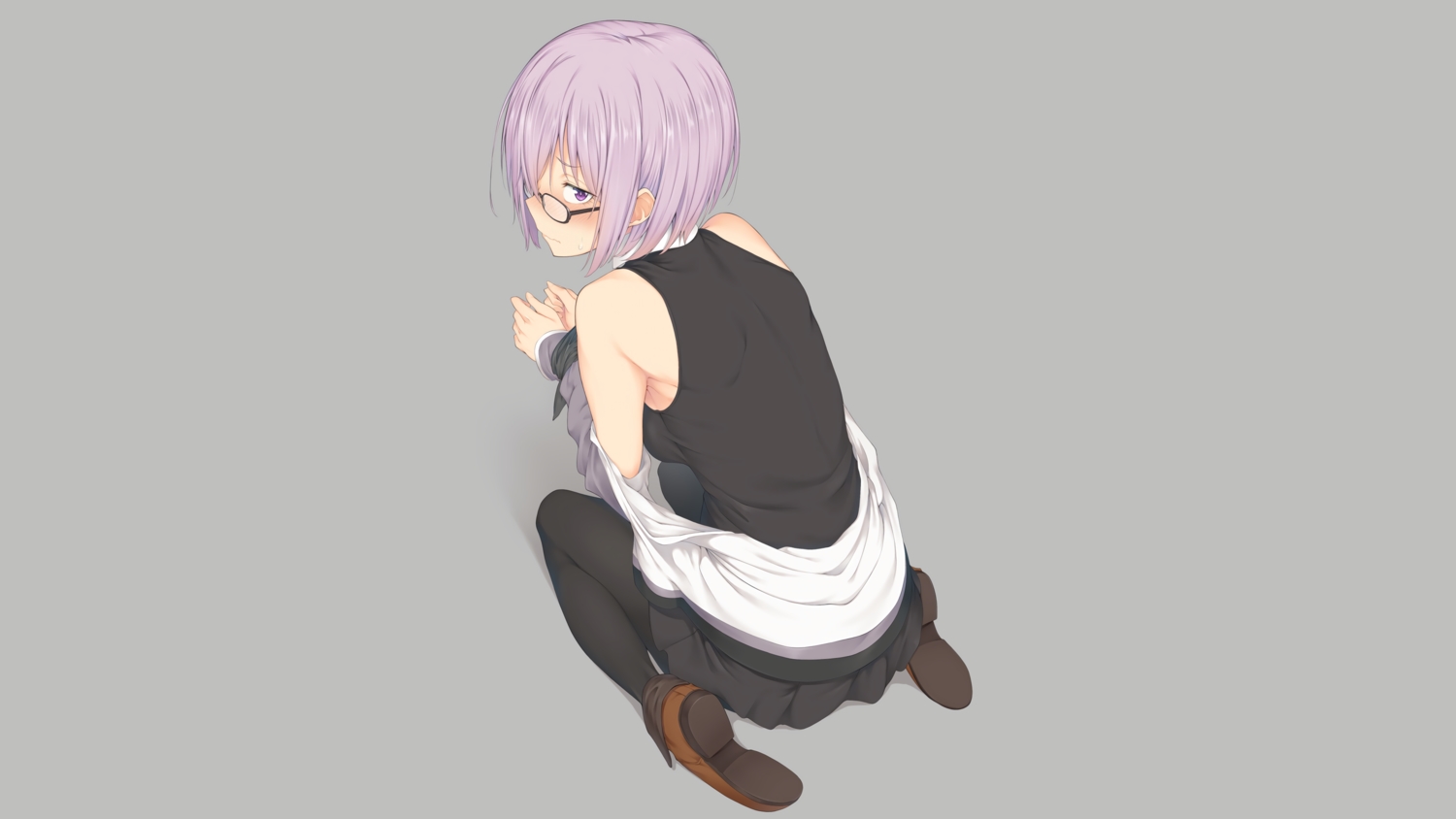 blush, bodysuit, bondage, fate/grand_order, fate_(series), glasses, gray, mash_kyrielight