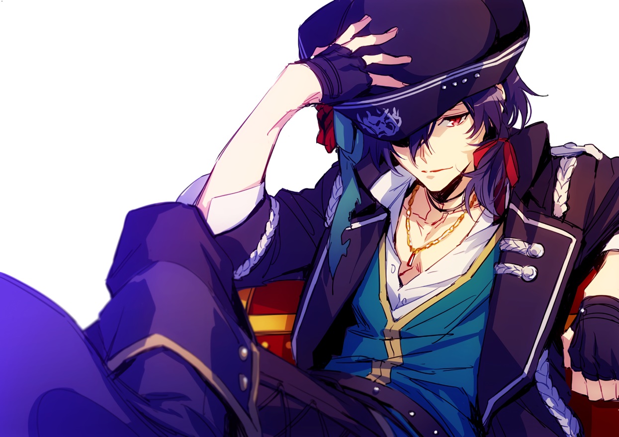 all_male, black_hair, boots, ensemble_stars!, gloves, hat, male, necklace