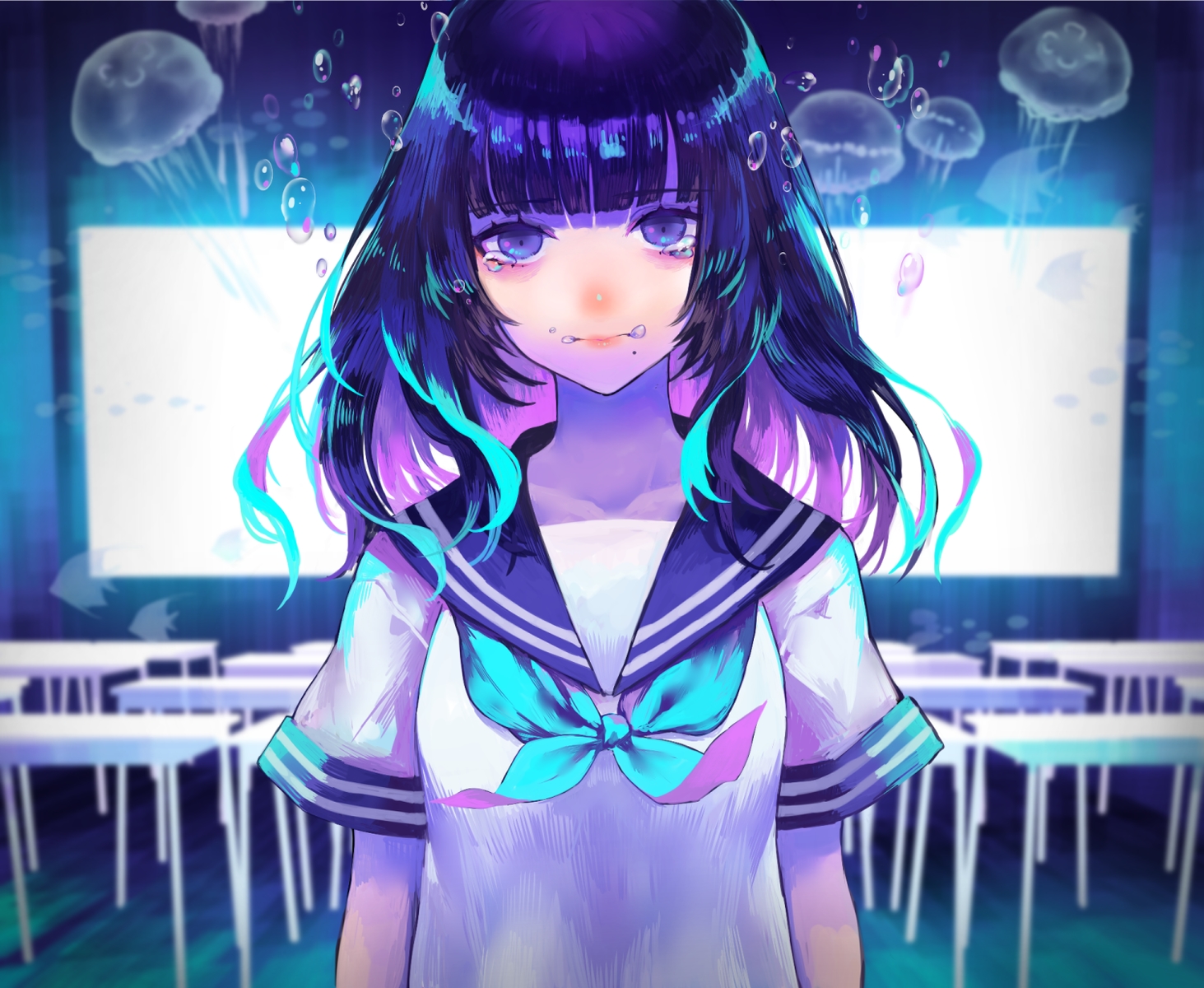 bubbles, original, school_uniform, shou_(hanasakukoroni)