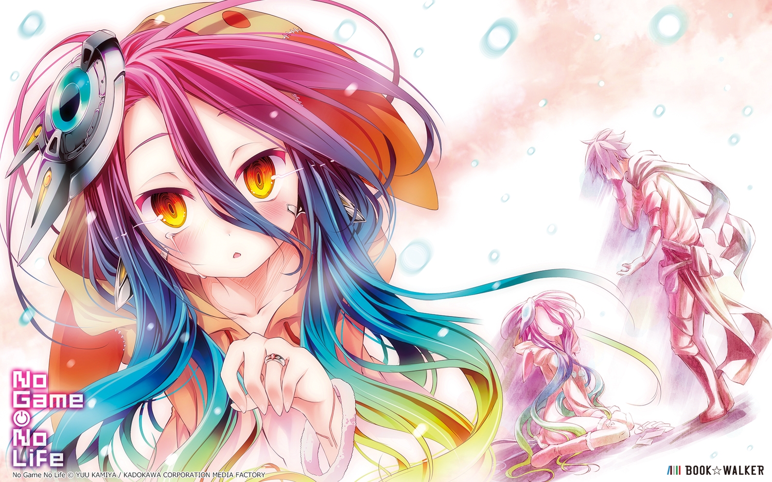 blush, boots, kamiya_yuu, loli, long_hair, male, no_game_no_life, orange_eyes, purple_hair, riku_dola, shuvi_dola, tears, watermark