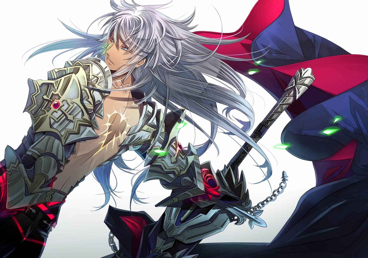 all_male, aqua_eyes, chain, fate/apocrypha, fate_(series), gray_hair, kariya_(mizore), long_hair
