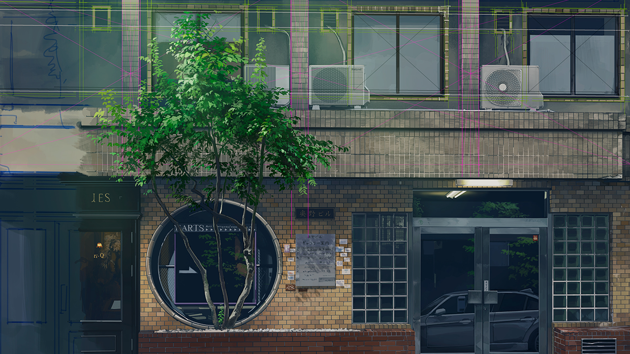 building, car, kusakabe, no_humans, original, realistic, reflection, scenic