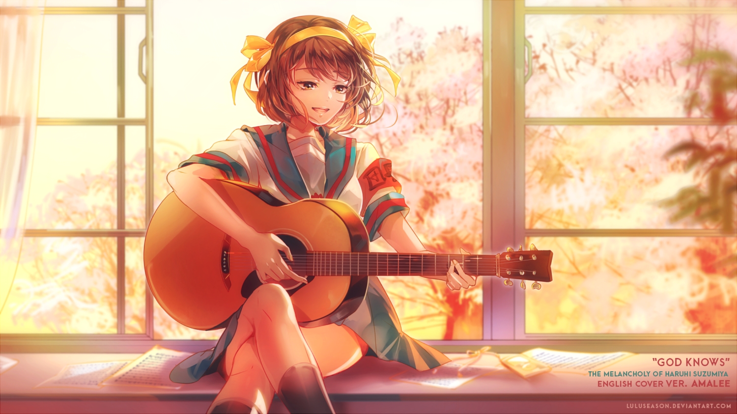guitar, instrument, lulu_season, suzumiya_haruhi, suzumiya_haruhi_no_yuutsu, waifu2x