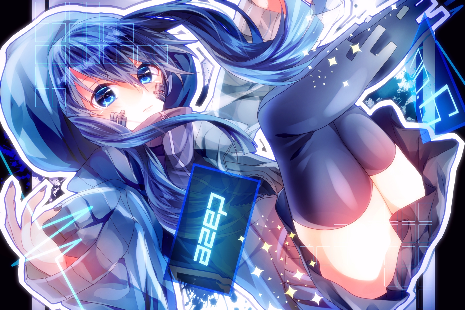 blue_hair, ene_(kagerou_project), kagerou_project, ntk_(7t5), thighhighs, twintails