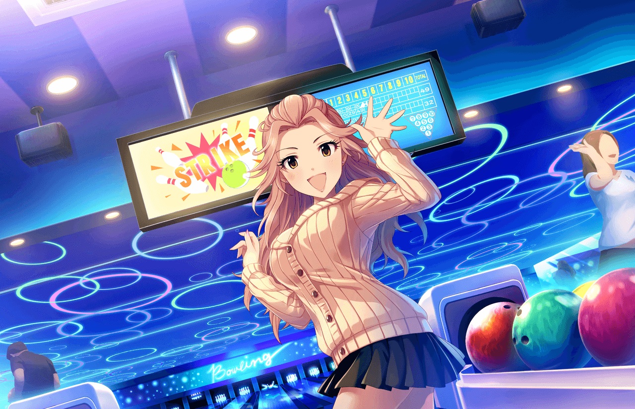 2girls, annin_doufu, brown_hair, hamakawa_ayuna, idolmaster, idolmaster_cinderella_girls, idolmaster_cinderella_girls_starlight_stage, long_hair, orange_eyes, skirt, sport