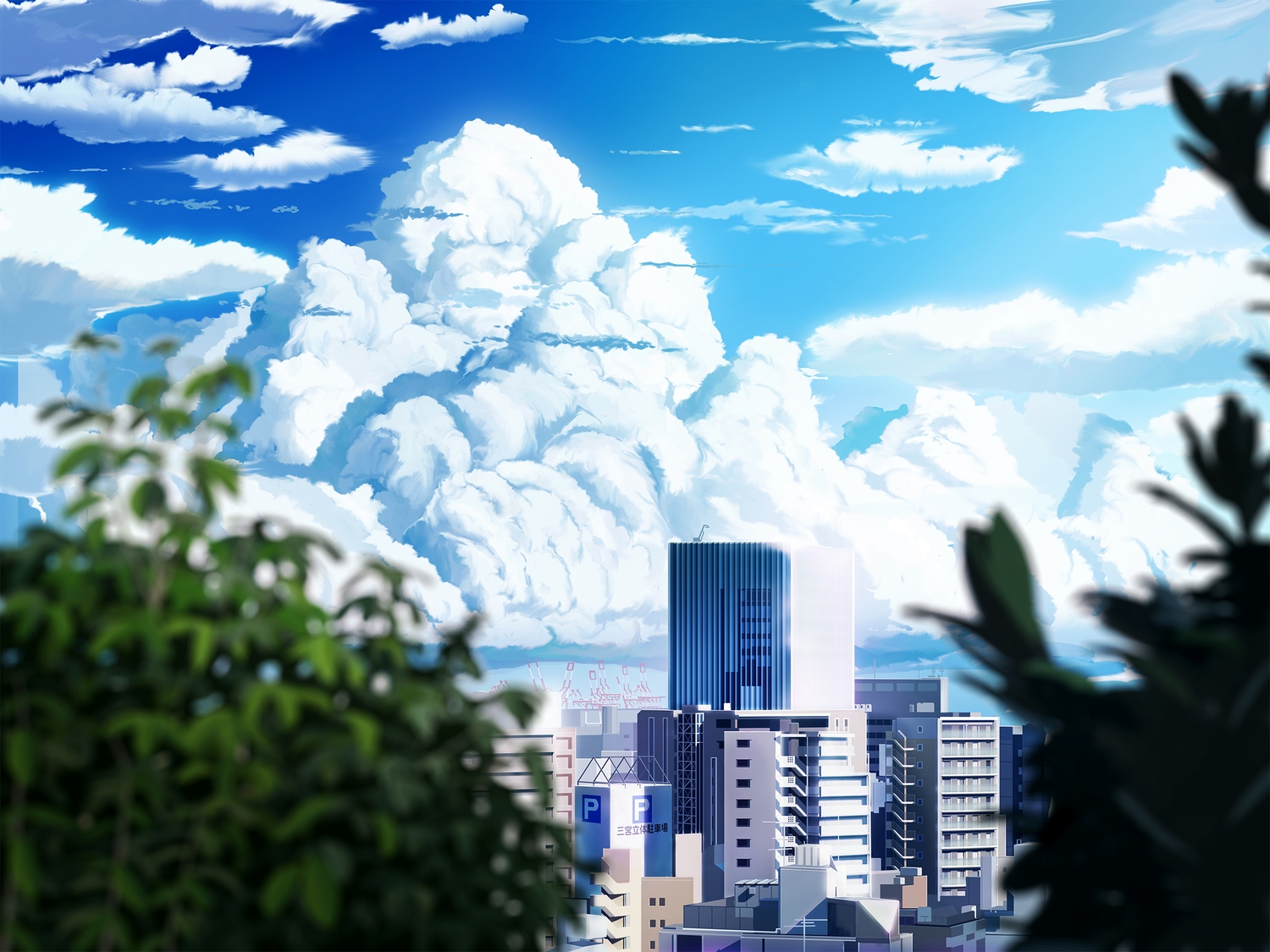 building, city, clouds, hankachi_(okayama012), no_humans, original, scenic, sky