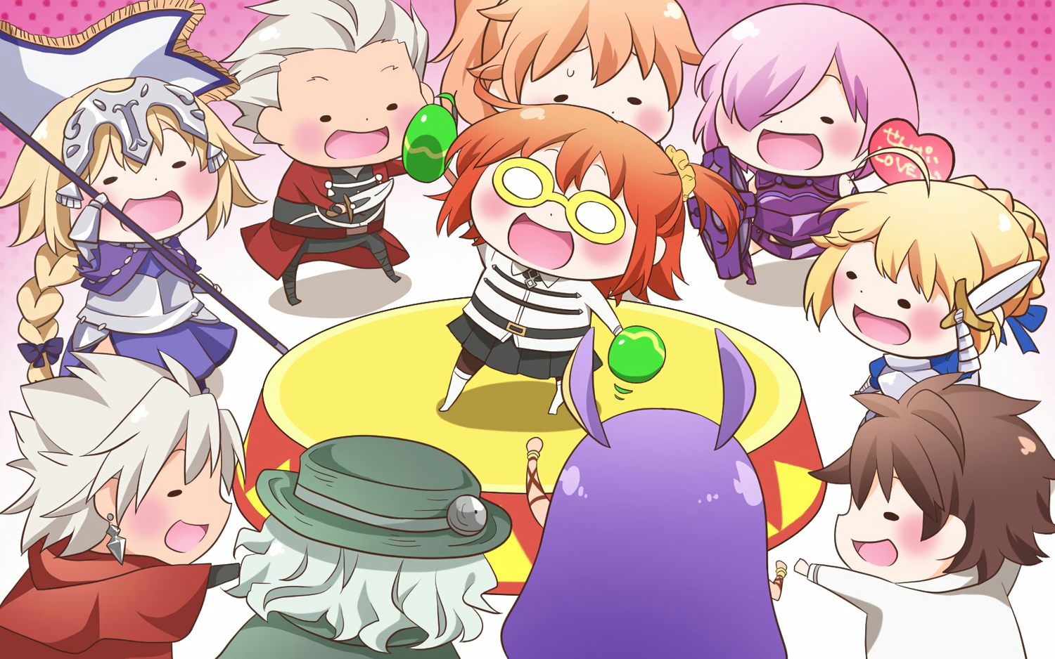 amakusa_shirou, archer, armor, artoria_pendragon_(all), blonde_hair, bodysuit, braids, brown_hair