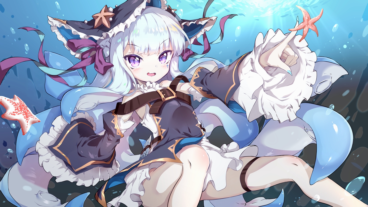 blush, dress, fang, loli, long_hair, noah_fantasy, purple_eyes, shanyao_jiang_tororo